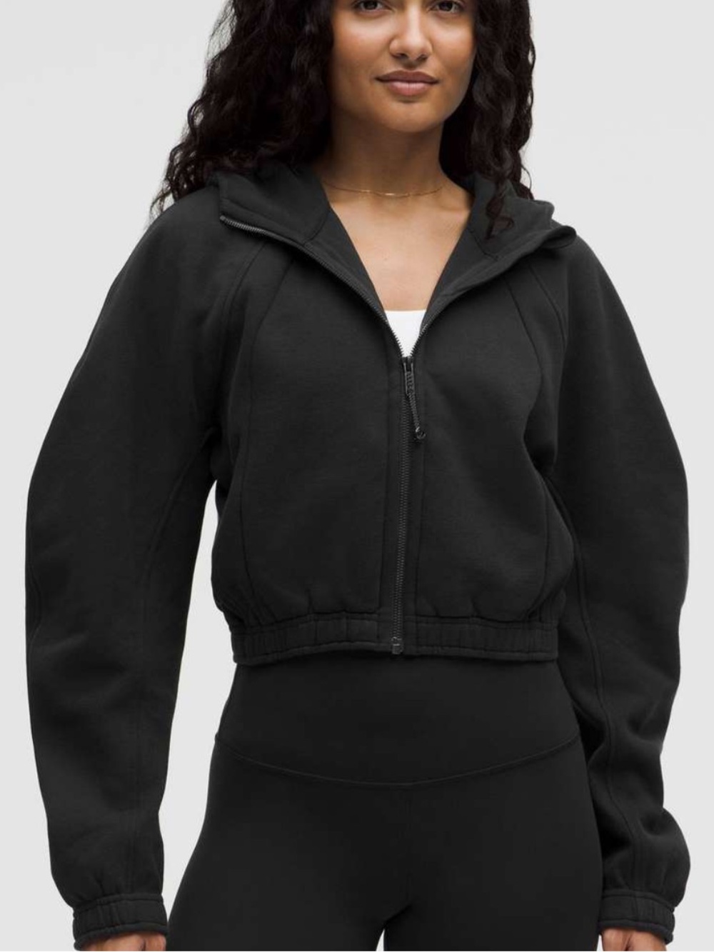 Lululemon Scuba Cropped Full Zip Black Fleece. XS/S